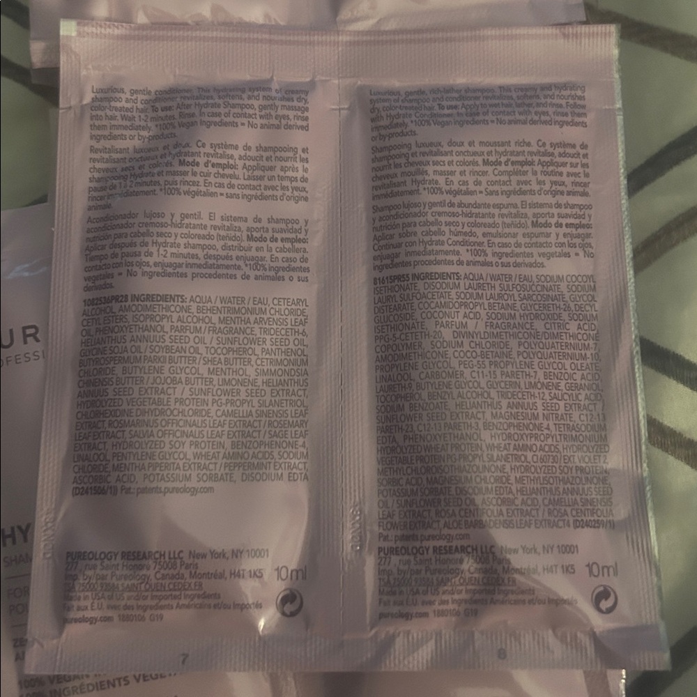 x10 Pureology Hydrate Shampoo & Conditioner Packets (10 sets) - Picture 5 of 11